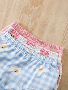 SHEIN 3件套柔软可爱女婴背带裤套装 - 彩色 - 查看 8