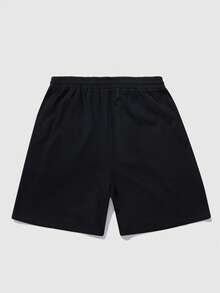 ROMWE MEN Street Life Men's Rhinestone Embellished Casual Shorts, Suitable For Spring/Summer - Black - View 2