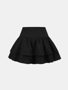 SHEIN Girlism Tween Girl Casual Blue Layered Textured Skirt - Black - View 2
