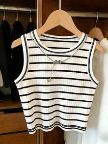 GlowEve Women's Casual Striped Fitted Tank Top, Summer - Multicolor - View 5