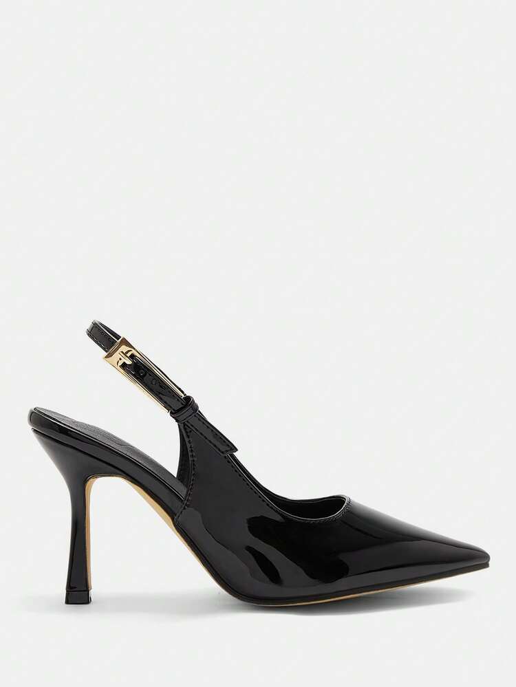 CUCCOO CURVES Chaussures femme à large maintien, style mode, bout pointu, talon stiletto, bride arrière simple, classique, confort quotidien, talon haut épaissi, chaussures femme grande taille