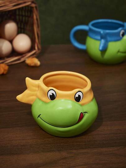 TEENAGE MUTANT NINJA TURTLES | SHEIN 1pc Cute Cartoon Turtle Shaped Ceramic Mug, Heat Resistant & Dishwasher Friendly, For Milk, Juice, Coffee, Tea