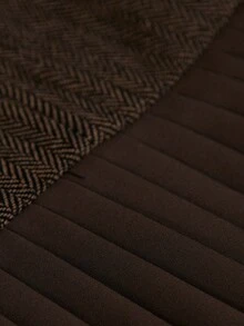 Aveloria Rosie 优雅百搭简约风高品质人字纹面料圆领收腰双层褶裥下摆迷你连衣裙，女士款 - 彩色 - 查看 7