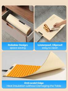 Teckwe 电加热砧板食物保温盘 | 带耐热垫的食物保温垫，10秒快速加热，24x15英寸，5档温度，4个定时器，儿童锁，自助餐食物保温器 - 美规插头 - 美規A型插(110-127V) - 查看 5