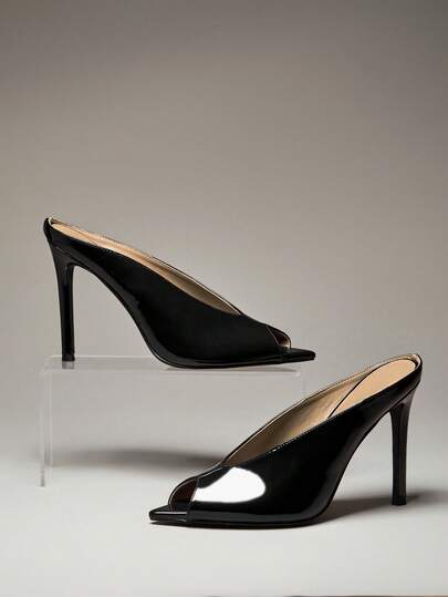 SHUZIA Women Chic Vintage Sexy Elegant Patent PU Stiletto Sandals
