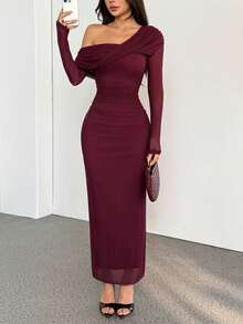 SHEIN PETITE 秋季夏季及夏季简约复古闪亮假日派对装扮锐舞音乐节郊游泳装度假波西米亚风 BOHO 热辣户外层次丰富的婚礼季宴会成人礼海滩海滨 - 酒紅色 - 查看 11