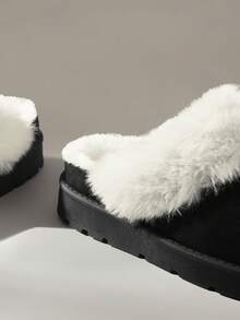 Solecia Giày bốt đi tuyết nữ mùa đông, kiểu dáng thường ngày, đa năng, ấm áp, đế dày, lót lông cừu màu đen, thích hợp cho du lịch hàng ngày. - Đen và trắng - Xem 5