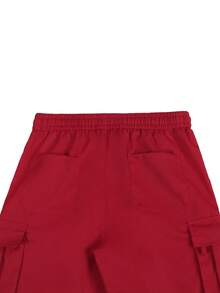 Manfinity Homme Men's Loose Fit Drawstring Waist Flip Pocket Cargo Shorts Red Summer Outfits For Men Streetwear Men Shorts Men Cargo Short Pants Men's Red Jogger Shorts Red Shorts For Men - Red - View 5