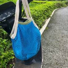 Joivida 1Pc Cotton Mesh Shopping Tote With Lining, Large Shoulder Bag For Supermarket, Travel & Beach, Reusable Storage Bag - multicolor - View 9