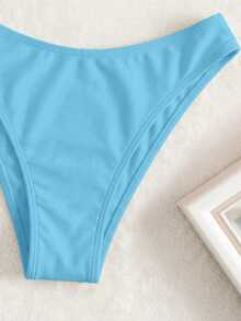 Swim Vcay Quần bikini màu trơn, thích hợp cho kỳ nghỉ biển. - Màu xanh lam - Xem 3