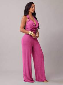 Radiana Bộ jumpsuit cổ yếm gợi cảm và thanh lịch dành cho nữ, thích hợp cho các buổi hẹn hò, tụ họp, tiệc tùng, hộp đêm, lễ hội. - Màu Hồng Tươi - Xem 4