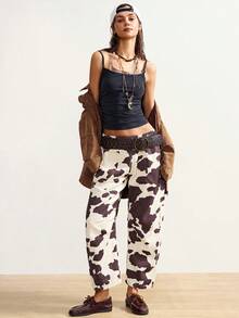 Bohemela Women's Jeans With Elastic Waistband, Loose Fit, Carrot Style, Denim Print.Summer Clothes Spring Break Outfits Carnival Women  Beach Pants  Y2k Women - Multicolor - View 5