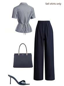 Franclia New Stylish Striped Oblique Button Casual Shirt - Blue - View 2