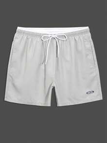 Zalmeno Men's Casual Drawstring Waist Beach Shorts, Summer - Light Grey - View 4