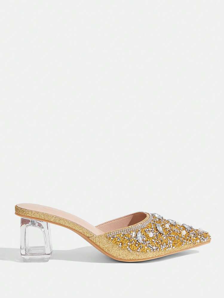 CUCCOO TILAWA Escarpins à talon cristal avec décoration de strass en verre, bout pointu. Convient pour les sorties, les banquets, les fêtes et autres événements