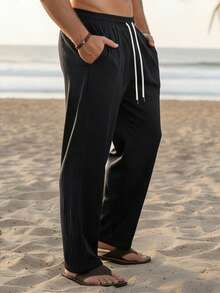 Manfinity RSRT 男士纯色休闲裤 - 黑色 - 查看 6