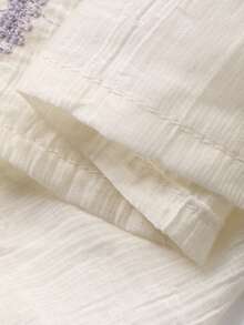 DAZY 两件套女式韩版杏色刺绣衬衫和短裤套装 - 杏色 - 查看 5