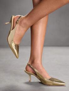 CUCCOO SZL Women's Pointed Toe Buckle Design Fashionable Elegant High Heel Pumps Spring Shoes - Golden snake - View 4