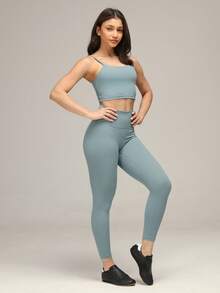 Sigmas Women's No Front Seam Legging High Waisted Buttery Soft Workout Lounge Pant - Blue - View 3