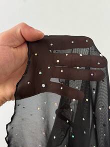 SHEIN EZwear Women's Fashionable Mesh Sheer Polka Dot Sleeveless Top, Summer - Black - View 9