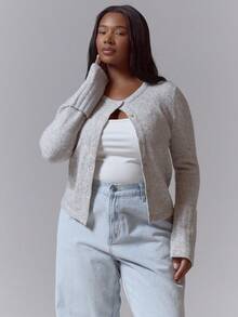 MUSERA Knitted Button Through Long Sleeve Top Winter NewYear Cute Sexy Going Out Evening Party Accented - Grey - View 1