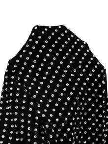 SHEIN ICON 翻领露肩网纱水钻装饰迷你连衣裙 - 黑色 - 查看 7