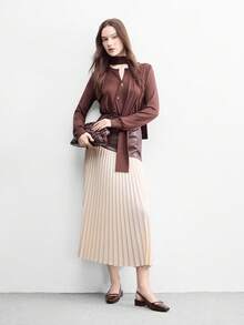 CUCCOO BIZCHIC 法式优雅镂空约会凉鞋 女士新款复古低帮通勤中跟粗跟高跟鞋 - 深棕色 - 查看 6