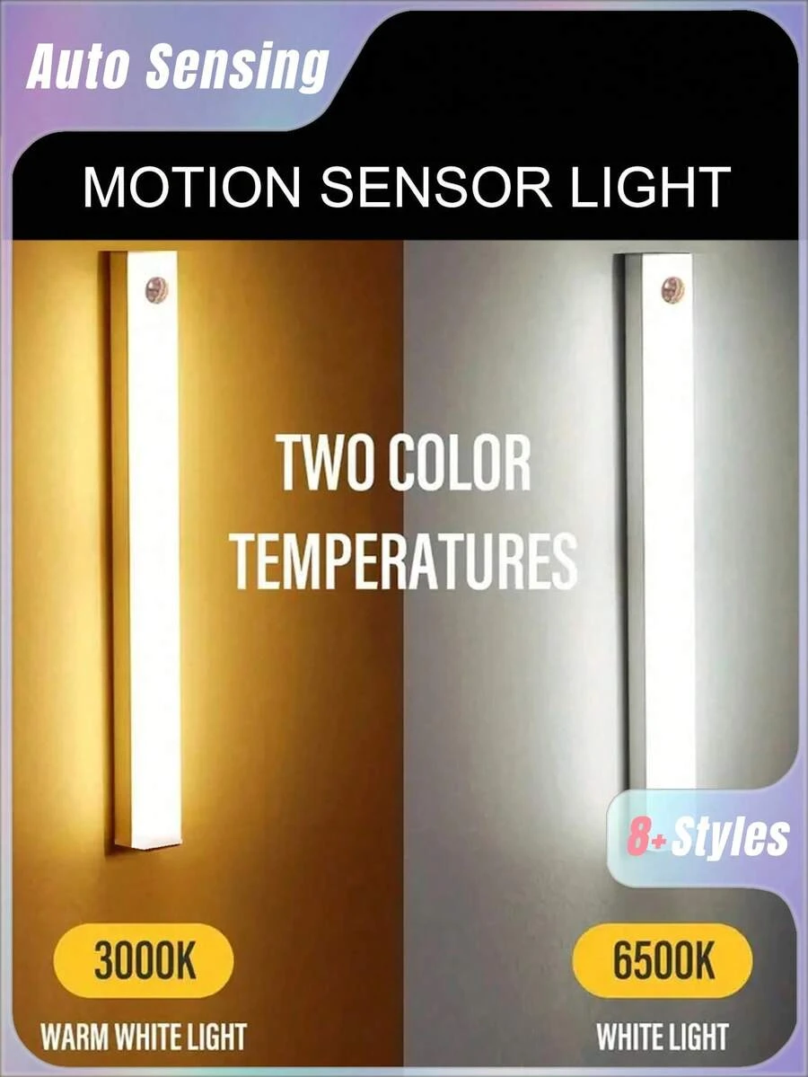 Đèn ngủ LED sạc có cảm biến chuyển động, đèn không dây từ tính dùng để trang trí phòng, thích hợp cho nhà bếp, cầu thang, hành lang và tủ quần áo, đèn tủ có ánh sáng ấm áp và trắng