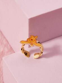 SCOOBY-DOO X SHEIN Anillo abierto de uso diario con diseño de cara de personaje de dibujos animados lindo - Dorado - Ver 3