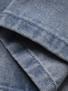 DAZY Quần jeans denim nữ phối màu gradient, đường chỉ tương phản, kiểu dáng tươi mới. - Màu xanh lam - Xem 4