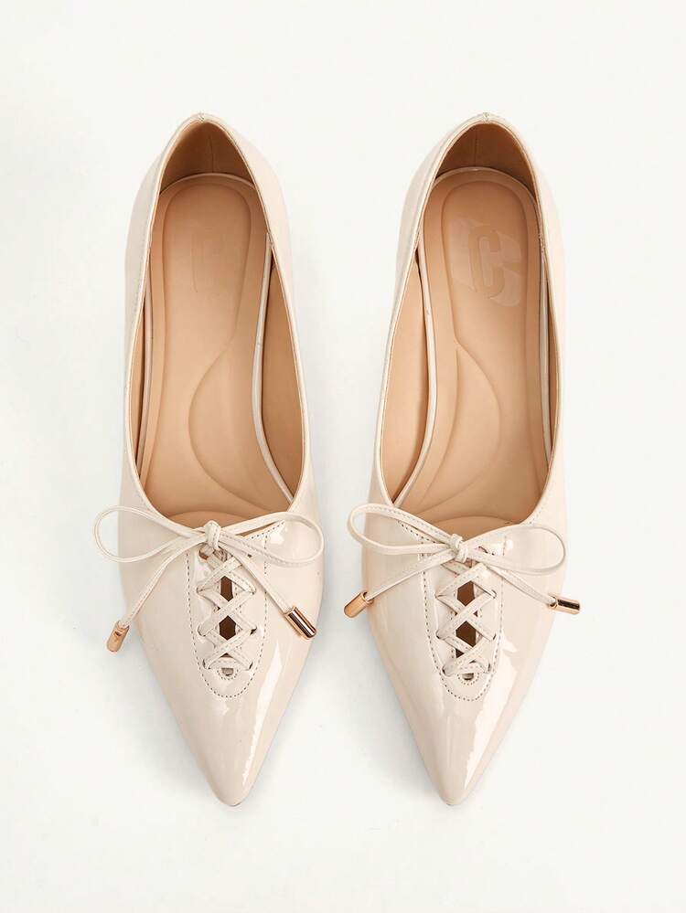 CUCCOO CHICEST Women's Pointed Toe Mid-Heel Beige Bow Design Fashionable Elegant Daily Commute Work Party Occasion High Heel Pumps Wedding Shoes Spring Shoes Bride Shoes