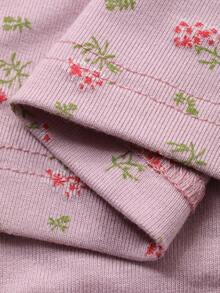 DAZY 碎花修身V领褶皱腰长款睡裙，女士家居服 - 淺粉色 - 查看 9