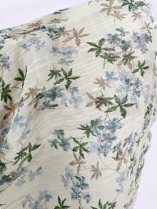 Sweetra Plus Size Women Casual Ditsy Floral Square Collar Ruffle Hem Blouse - Multicolor - View 3