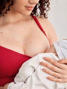 Moonlight&Mama Maternity Comfortable Breathable Solid Color Adjustable Strap Seamless Nursing Bra - Red - View 7