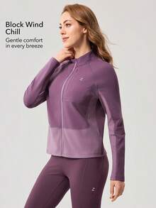 OutZeal Women Outdoor Jacket Daily Casual Spring Warmth Stretch Zip Up Stand Collar Tops - Purple - View 3