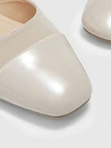 CUCCOO BIZCHIC Women's Pointed Toe Chunky Heel Colorblock High Heels, Spring/Summer - Apricot - View 5