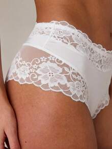 SHEIN BAE 1 pieza Braga de mujer de color liso sencillo con parche de encaje - Blanco - Ver 2