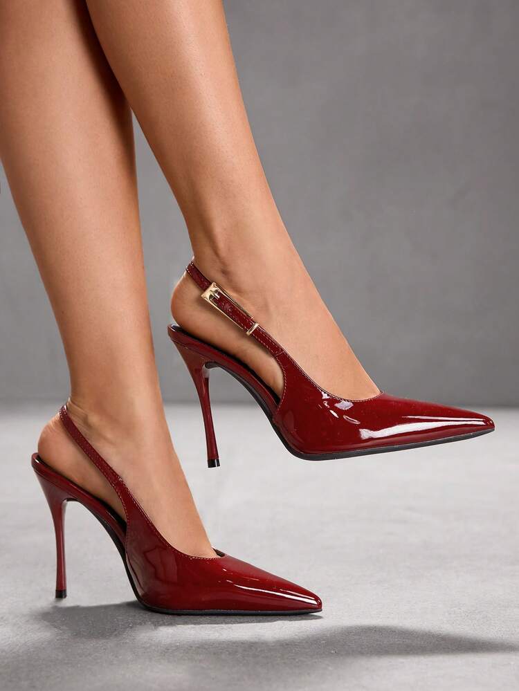 CUCCOO SZL Women's Back Strap Butterfly Decor Lolita Style High Heel Pumps, Burgundy For Christmas Valentine's Day