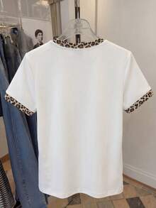 Resyla Women's Casual Leopard Print Loose Short Sleeve T-Shirt, Summer - White - View 2