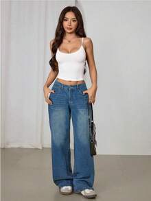 SHEIN PETITE 4件装女士紧身露脐休闲吊带背心，适合夏季返校季穿着 - 彩色 - 查看 9