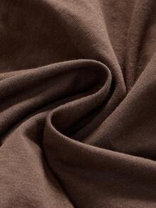 ROMWE Hippie Wooden Bead Embroidered Square Neck A-Line Short Sleeve T-Shirt, Casual Summer - Coffee Brown - View 4