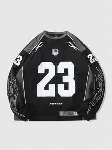 ROMWE MEN Street Life 男士休闲运动拼接长袖T恤 - 黑色 - 查看 6