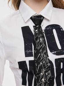 ROMWE Goth 1 件黑色街头朋克风格金属别针装饰设计，长度可调，时尚简约金属胸针男女通用，适合领带、日常穿着、音乐节、大学、约会等 - 黑色 - 查看 1