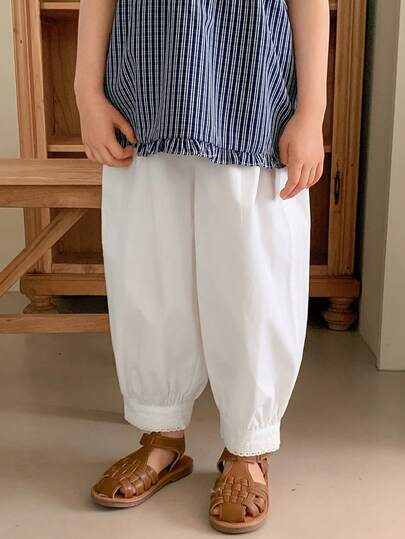 DAZY Young Girls' Casual Solid Color Elastic Waist Pants, Fall