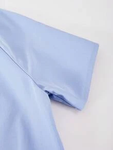 1 buah Gaun Kemeja Patchwork Kerah Berkerut Selutut untuk Anak Perempuan Remaja, Gaun Lengan Panjang Model A-Line dengan Hem Mengembang, Cocok untuk Berpergian dan Berlibur - MultiWarna - View 6
