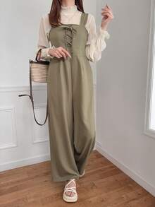 FRIFUL Women's Tie-Up Minimalist Design Casual Jumpsuit, Versatile For Summer - Green - View 4