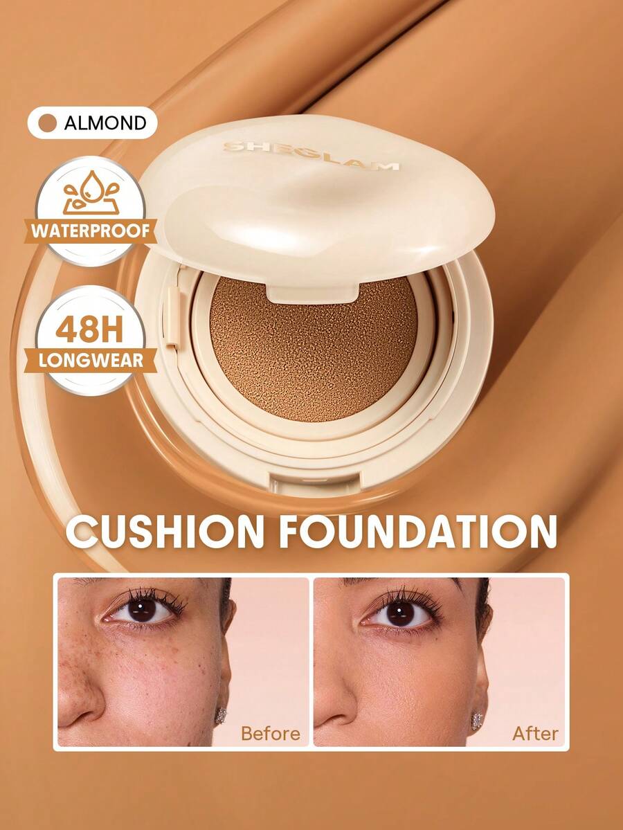 SHEGLAM Lock & Go Long-Lasting 氣墊粉餅-Almond 品牌 美容 化妝 化妝品 適合女性與女孩 完美搭配夏季春季 Y2K 時尚 流行 生日 母親節禮物 假期 派對準備就緒 最佳顏色 - Almond - 查看 1