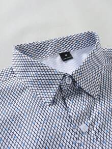 Manfinity Mode Bărbați cămașă cu mânecă scurtă, stil business, stil casual, stil business, topuri, stil lejer, stil Argyle, stil casual - Multicolor - Vizualizare 4