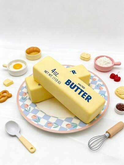 POKOJA LAND 5.12英寸仿真黄油捏捏玩具，设计可爱，材质光滑耐用，表面柔软，回弹缓慢，具有减压功能，适合手指玩耍，青少年和成人皆宜，是生日礼物、情人节礼物、感恩节礼物和其他节日礼物的最佳选择，也是春季到夏季感官游戏的理想之选。