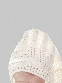 ROMWE Island Vacation Crochet Simple Sexy Tube Knit Top For Women - Apricot - View 5